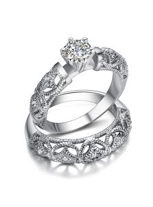 Двойное женское кольцо - С камнем