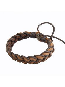 Кожаный браслет - Плетеная косичка