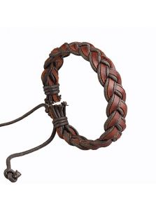 Кожаный браслет - Плетеная косичка